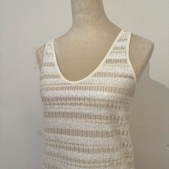 Chelsea 28 Cream Sequin Striped Top – Size S - Picture 1 of 4